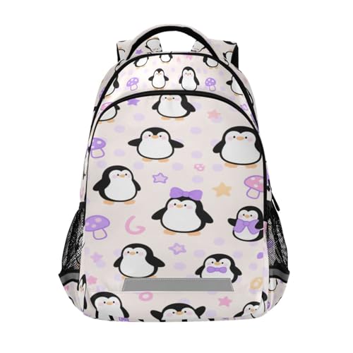 Mochila ecológica con diseño de pingüino blanco de dibujos animados para niños con clip en el pecho para adolescentes y niñas, mochilas para ni?as de 10 a?os mochilas escolares para ni?os
