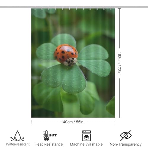 Rideau de douche coccinelle en polyester imperméable 140x183cm