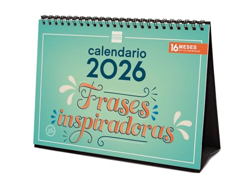 Finocam - Calendário de mesa 2026 meses vista janeiro - dezembro 2026 setembro - dezembro 2025 (4 meses) reduzidos | Calendário 2026 | Imagens de frases inspiradoras - Português