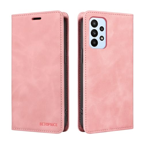 Coque Samsung Galaxy A33 5G portefeuille cuir rose porte-carte protection RFID