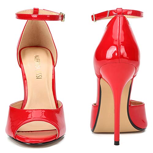 Unisex Men's Women's Peep Toe Stiletto High Heels Ankle Strap Sandals Red Eu44 - Size 12 M Us Women / 11 M Us Men #TOP3