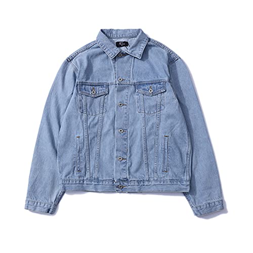 Nagri Men's Kanye Denim Jackets Virgin Mary Jean Coat Lity Of Gods Hip Pop Button Down Trucker Jacket #TOP1