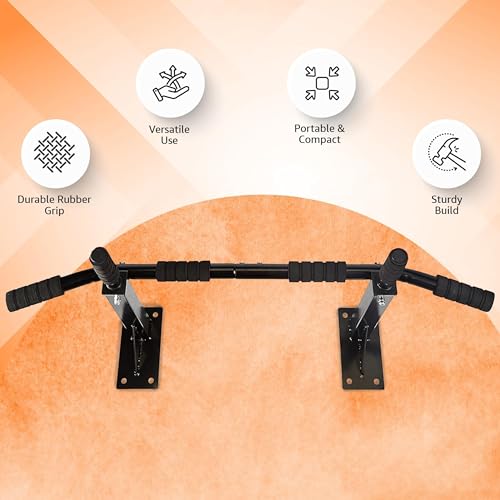 Amazon Basics Wall Mounted Pull-Up Bar, Black - Image 5