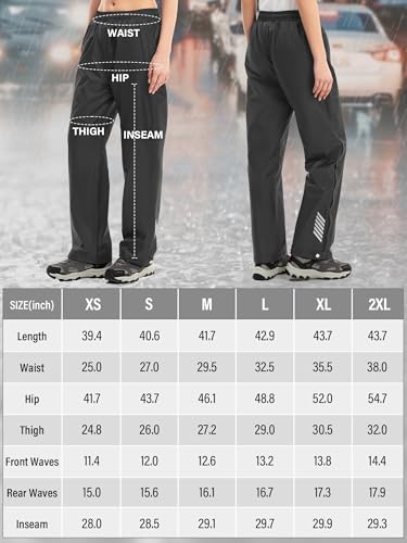 Yenwits Regenhose Damen Wasserdicht Atmungsaktiv Leicht Fahrrad Überziehhose Winddicht Wanderhose Outdoor Trekkinghose Arbeitshose(2090,Schwarz,XXL)