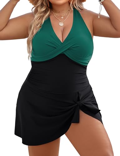Photo 1 of Blooming Jelly Women Plus Size Swim Dress Swimsuit One Piece Tummy Control Bathing Suits Modest Criss Cross Swim Suits