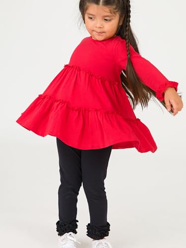 Image of RuffleButts Baby /Toddler Girls Long Sleeve High Low Flowy Ruffle Tunic Top