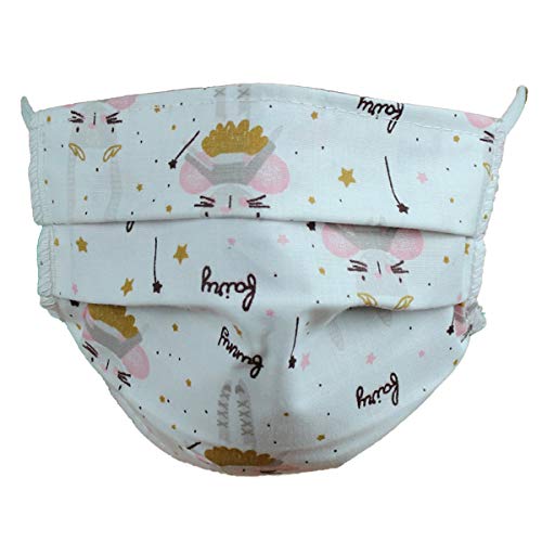 Preisvergleich Produktbild Kinder Mundbedeckung, Mund Nase Maske 100% Baumwolle, waschbar, Fee Hase