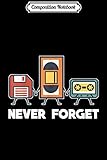  Composition Notebook: Never Forget Retro Vintage Tech Nerd USB VHS Cassette Tape Journal/Notebook Blank Lined Ruled 6x9 100 Pages