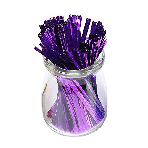 Sago Brothers 200pcs 4 Inches Metallic Twist Ties (Purple)