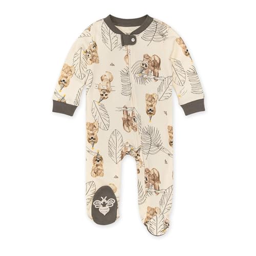 Image of Burt's Bees Baby Baby Girls Pajamas, Zip Front Non-Slip Footed Sleeper Pjs, 100% Organic Cotton