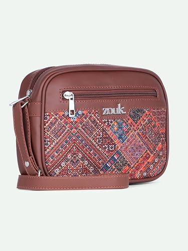 Image of ZOUK Sling Bag | Crossbody Bags for Women | Women's Handbags | Stylish | Vegan Leather Evening Bag | Travel & Office Use | Purse and Wallet | Bhuj Rabari