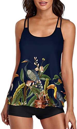 Omichic Bathing Suits Tankini Swimsuits For Women Two Piece Swimsuits Long Tank Top With Boyshorts Small #TOP1