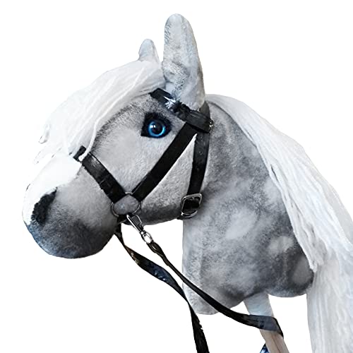 Hobby Horse A4 on Stick Realistic Grey Stick Hobby Horse with Bridle