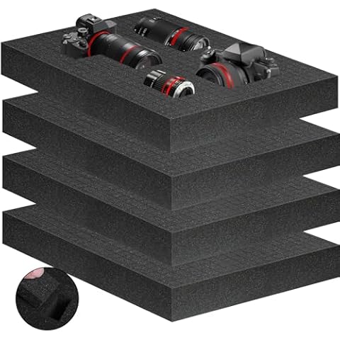 Apart Foam Insert - Polyurethane Pluck Pre Cube Sheet Foam with Bottom Use for Boxes Cases Padding Camera, Tool Box，Board Game Box (1, 4PCS-16 * 12 * 2 Inches) Cover