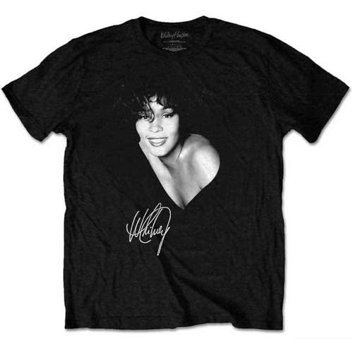 Whitney Houston T Shirt Noir and Blanc Photo Nouveau Officiel Unisex Noir Size XL
