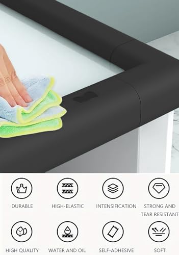 Image of SYGA Baby Safety Strip Furniture Edge Guard Cushion Corner Cover 2 Meter 6.5 feet Tape Infant Bump Protector (L Shape Black)