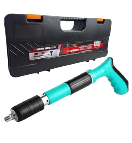 Pistola grapadora manual kit, dispara clavos para hormigón y hierro, clavadora, grapadora de aire comprimido, con gafas de seguridad y redondas 10 clavos, para hormigón y hierro, etc.