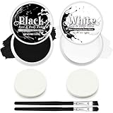Black & White Face Paint Set (2.47 oz Each) - Professional High Pigment Oil-Based Makeup Kit for Halloween SFX, Clown, Joker, Skeleton Cosplay - Body & Face Costume Party Accessory for Kids Adults