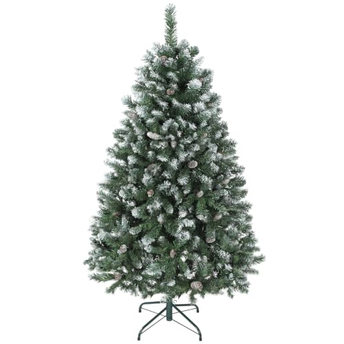 HOMCOM Árbol de Navidad Artificial 150 cm con 581 Ramas con Nieve Verde