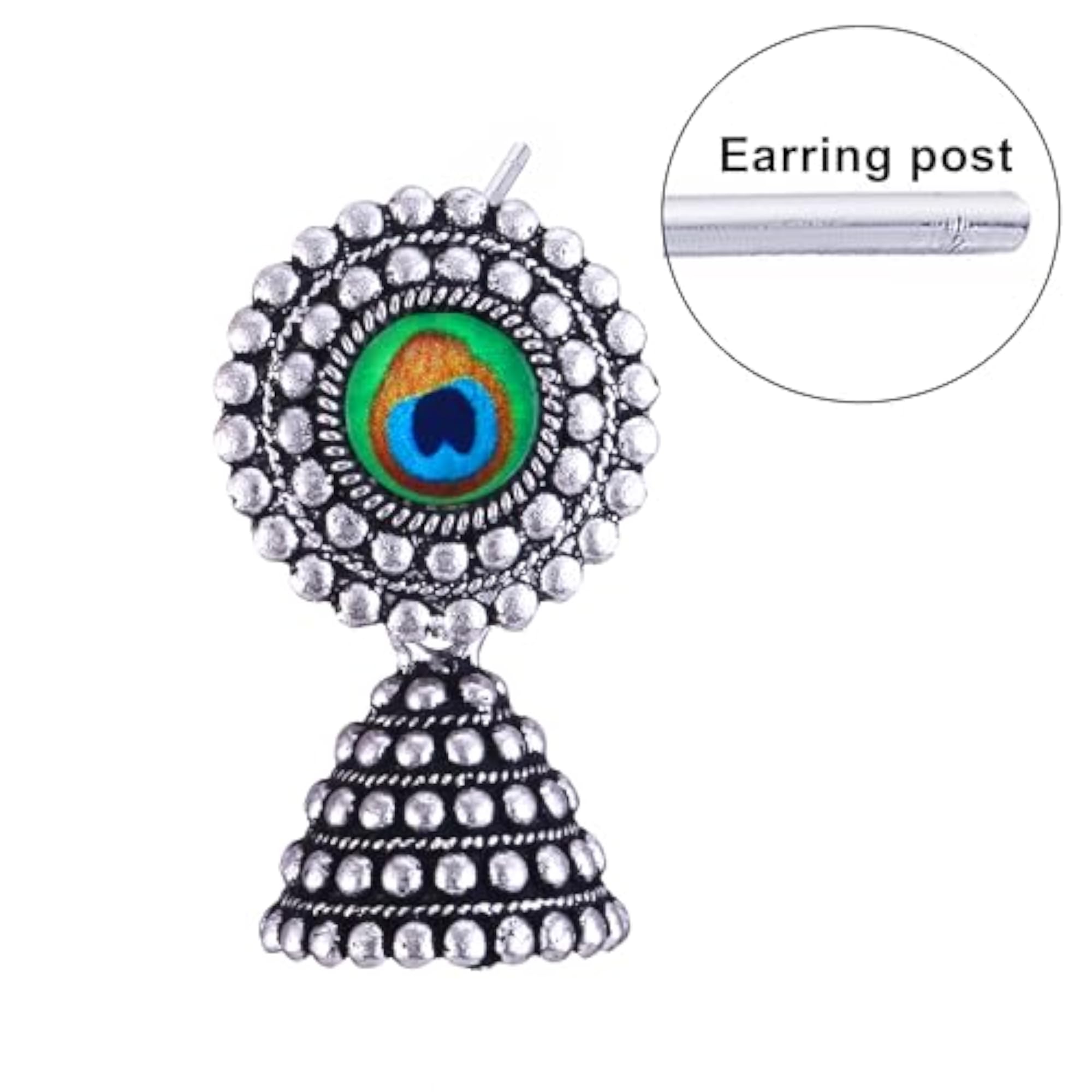 Women's Oxidised Silver Jhumka Earrings Combo Set