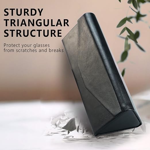 Image of Sunglasses Case | Foldable Magnetic PU Leather Hard Shell Specs Cover for Women and Men | Compact Travel Sunglasses Box for Eyeglasses, Reading Glasses, and Shades