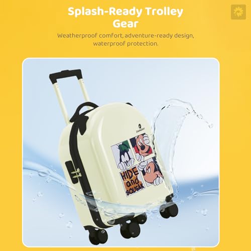 Image of StarAndDaisy Kid's Luggage /Suitcase Combo for Children Boys & Girls with Wheels,Mini Hand Bag, Number Lock, Water Proof, Adjustable Handle Height Trolley (Beige-Mickey Mouse Print)