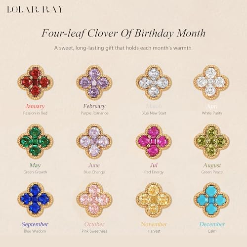 LOLAR RAY Clover Earrings for Women - 12 Month Birthstone Earrings 14k Gold Plated Four Leaf Clover Hypoallergenic Stud Lucky Jewelry Gift for Women - November by LOLAR RAY - Used condition - Image 6