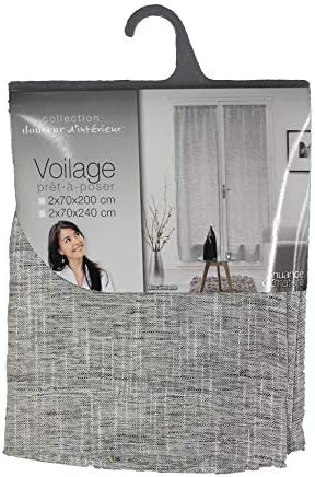 Paire Droite Passe Tringle 2 X 70 X 240 Cm Voile Tisse Applique Karla Blanc | Leroy Merlin