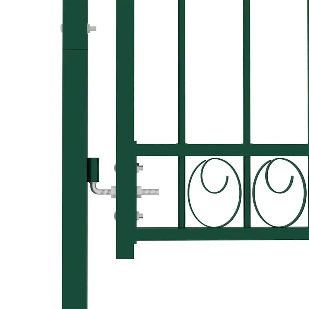 vidaXL Puerta de Valla EMMEN con Arco Superior Cancela Valla Verja Patio Entrada Exterior Cerca Cerradura Robusta Estable Duradera Acero Verde 100x86 cm
