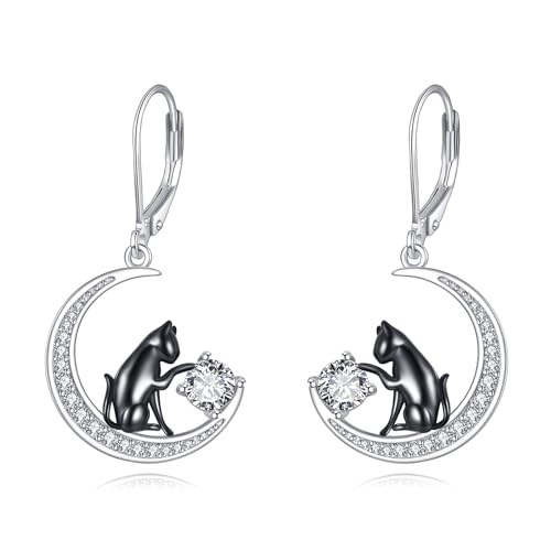 Boucles d'oreilles chat noir argent anti-allergie, finies les oreilles sensibles