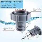 Zeizafa 1.5" Swimming Pool Hose Drain Fitting Connector, Plastic, Grey, Pool Connector, 1 Pack - Image 3