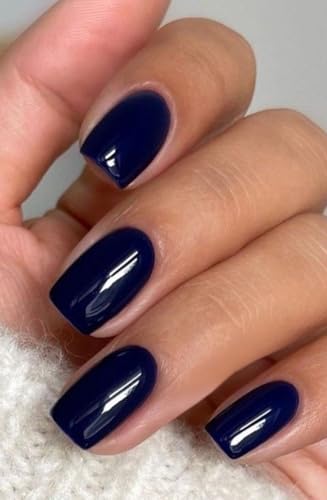 JMEOWIO Gel Nail Stickers Dark Blue Semi Cured Gel Nail Strips Wraps UV/LED Nails Art Design Decoration Accessories