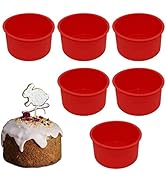 Hendiy 6 pcs 4 Inch Silicone Mini Cake Mold Pan Non-Stick Bakeware Pan Reusable for Muffin, Cupca...