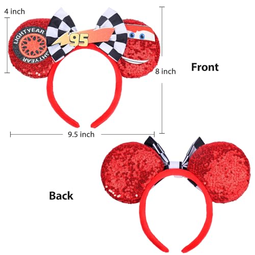 Mouse Ears Headband, Cars Ears for Women Adult Girls, Sequin Headband Park Ears for Trips Party Cosplay Costumes Accessories2