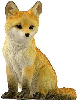 4.5 Inch Sitting Fox Cub Decorative Statue Figurine, Orange and White