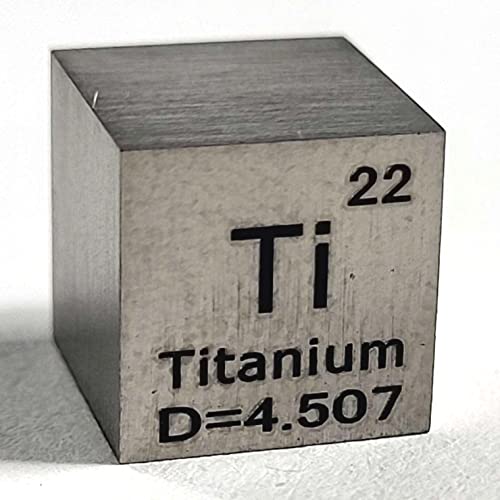 Image of 0.39 inch 10mm Titanium Metal Cube Ti up to 99.9% Pure Periodic Table Element Engraved Density Collection Science Education Display Block Cube + Acrylic Case Box - 1PC