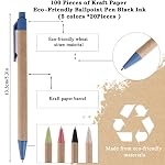 100 Pcs Eco Friendly Pens Recycled Writing Ballpoint Pens Medium Point (1mm) Retractable Rollerball Pens Black Ink Click Pens for Notebook Office School Supplies
