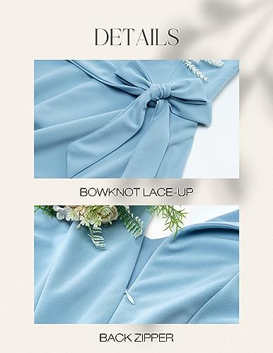 Image of DRESSTELLS Women's Cocktail Dress Summer Wedding Guest Party Vintage 3 /4 Bell Sleeve V Neck A-Line Dress