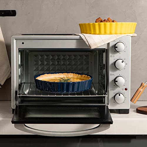 Sweejar Ceramic Pie Pan For Baking, 9.5 Inches Round Wavelet Fringe Pie Dish, Non-Stick Pie Plate For Pumpkin Pie, Apple Pie, Pie Pots (Navy) #TOP3