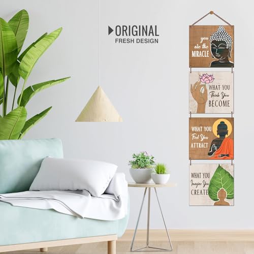 Image of Chaka Chaundh - Kitchen Plaque Quotes Wall Hanging Decor - Restaurant Quotes Sign Board Decor - Dining Quotes Sign Wall Plates Decor Items - Set of 3 (Buddha Square - Set of 2)