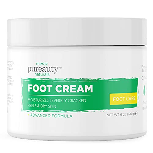 Foot Cream for Dry Cracked Heels - Pureauty Naturals  Foot Cream for Dry Feet Women & Men can use this Foot Moisturizer for Dry Cracked Feet and Foot Cream for Caloused Feet - 6oz Dry Heel Balm Oil