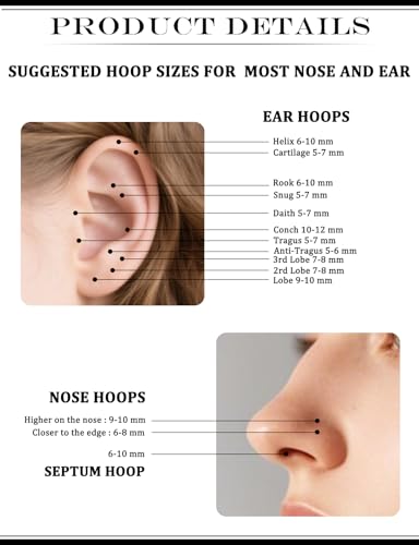 16G Septum Nose Rings Hoops 316l Surgical Steel Clicker Medusa Labret Snake Bite Lip Ring Tragus Helix Daith Rook Conch Snug Cartilage Lobe Earrings Hoop Piercing Jewelry For Women Men3