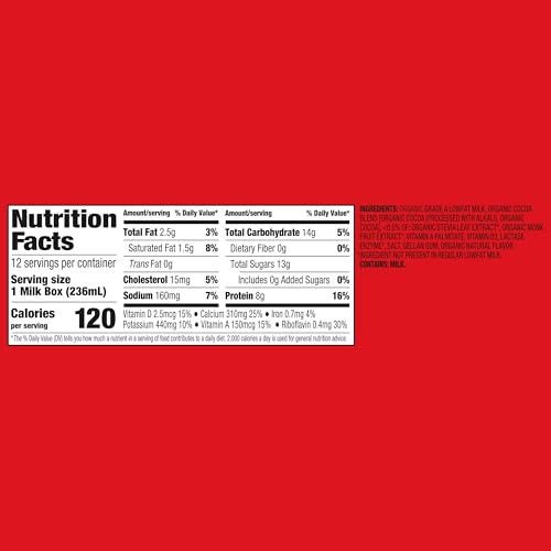 Image of NEW Horizon Organic Shelf Stable No Added Sugar Lactose Free 1% Lowfat Chocolate Milk Boxes, Pack of 12-8g Protein per Serving