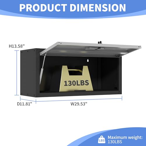 Image of Wall Mounted Metal Storage Cabinet, Garage Hanging Tool Cabinet
