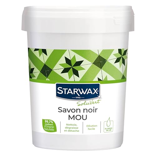 STARWAX SOLUVERT - Savon noir mou à l'huile de lin - 1kg - Nettoie - dégraisse et détache - 99,7% d'origine naturelle - Fabrication Française - Efficacité responsable - Dilution facile