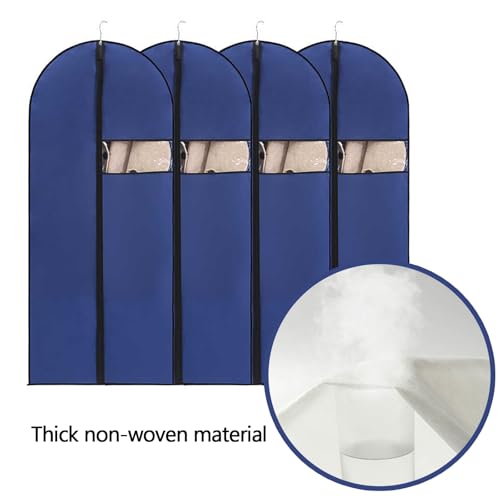 5 Pcs Garment Bags for Hanging Clothes, Suit Bags Clothes Dust Covers, Closet Cover with Clear Window for Coats, Jackets, Shirts(Natural,60x140cm)3