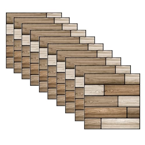 10 Piezas Revestimiento de Paredes Friso Pared, Panel Piedra Placas Decorativas Pared, Revestimiento de Paredes de Vinilo Revestimiento Pared PVC, Ladrillo 3D Adhesivo Pared