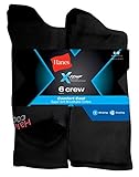 Hanes Men's Cushion Crew Socks (Sock Size:10-13/Shoe Size:6-12, Black)