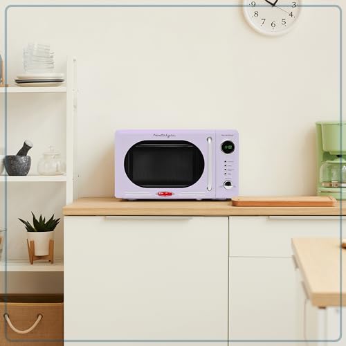Nostalgia Retro Compact Countertop Microwave Oven 700-Watts with LED Digital Display-Child Lock-Easy Clean Interior-Lavender, 0.7 Cu. Ft