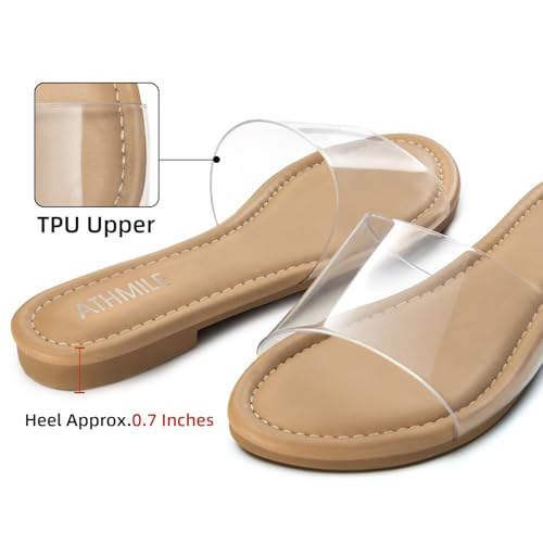 Image of ATHMILE Sandals for Women One Band Womens Sandals Dressy Open Toe Flats